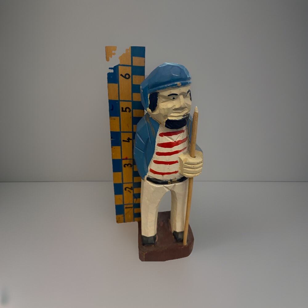 Vintage Hand Carved Painted Wooden Folk Art Sea Sailor and Peg-Leg Ship Captain - Picture 9 of 11